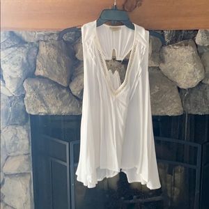 White Tank Top with Gold Sparkly Lines